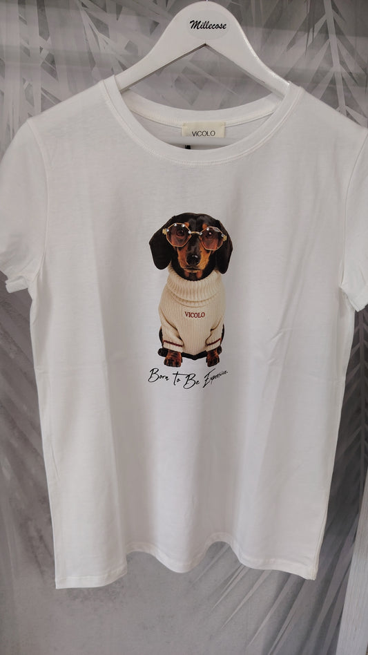 T-shirt Vicolo bassotto occhiali