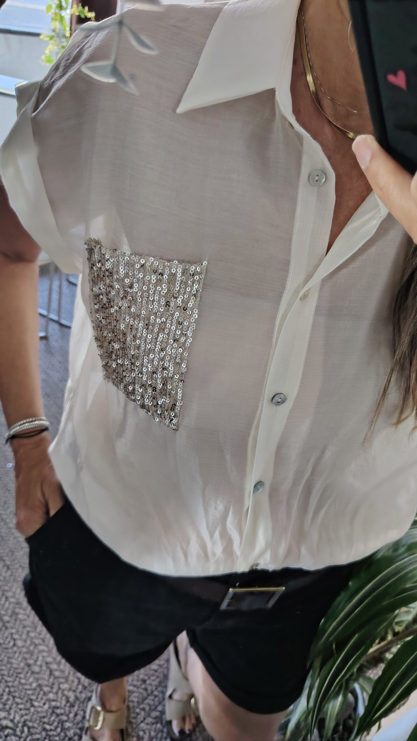 Camicia tasca paillettes