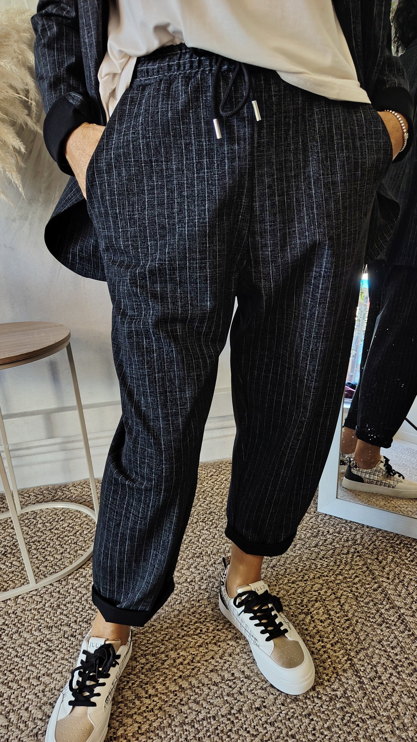 Pantaloni baloon a righe