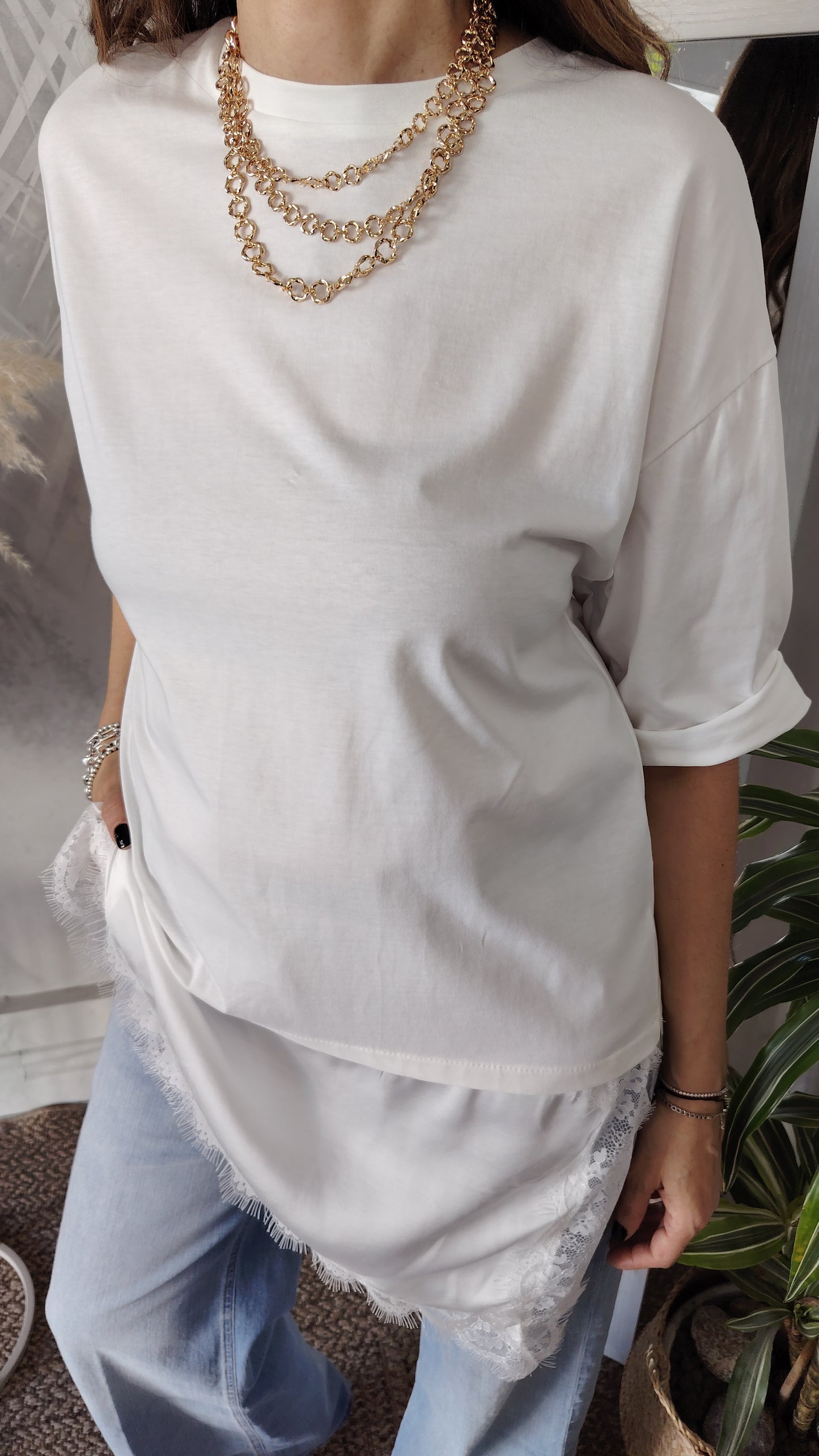 Maglia con inserto pizzo
