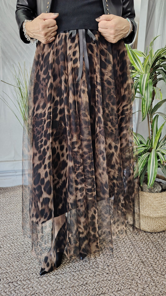 Gonna tulle animalier